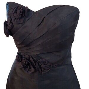 Bebe Silk Black Strapless Dress Size Small LBD Cocktail